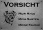 Preview: Edelstahl Warnschild Deutsche Dogge VORSICHT Mein Haus mein Garten meine Familie